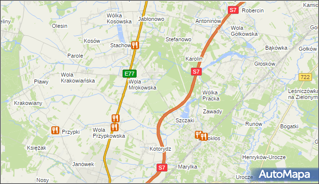 mapa Wola Mrokowska, Wola Mrokowska na mapie Targeo