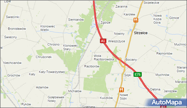 mapa Wola Raciborowska, Wola Raciborowska na mapie Targeo