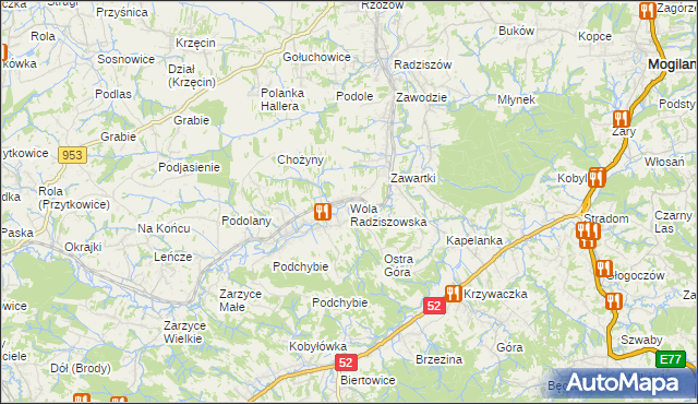 mapa Wola Radziszowska, Wola Radziszowska na mapie Targeo