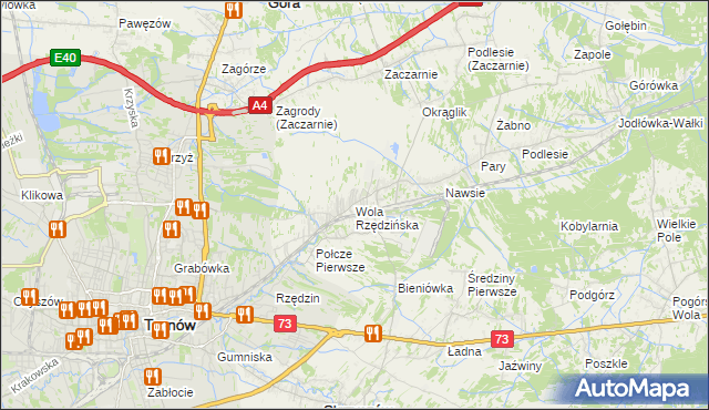 mapa Wola Rzędzińska, Wola Rzędzińska na mapie Targeo