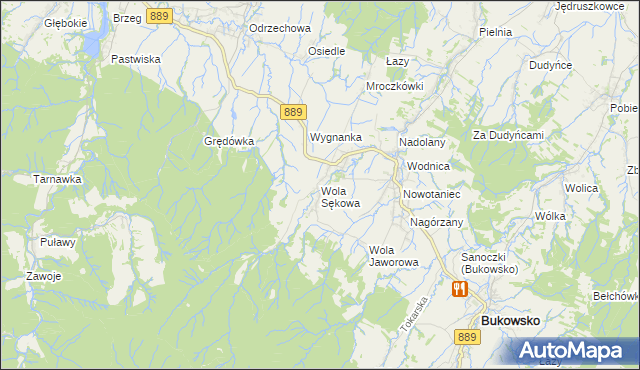 mapa Wola Sękowa, Wola Sękowa na mapie Targeo