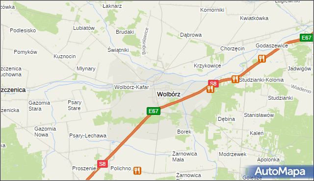 mapa Wolbórz, Wolbórz na mapie Targeo