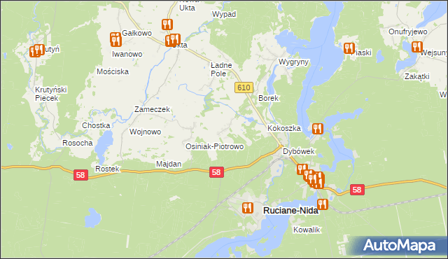 mapa Wólka gmina Ruciane-Nida, Wólka gmina Ruciane-Nida na mapie Targeo