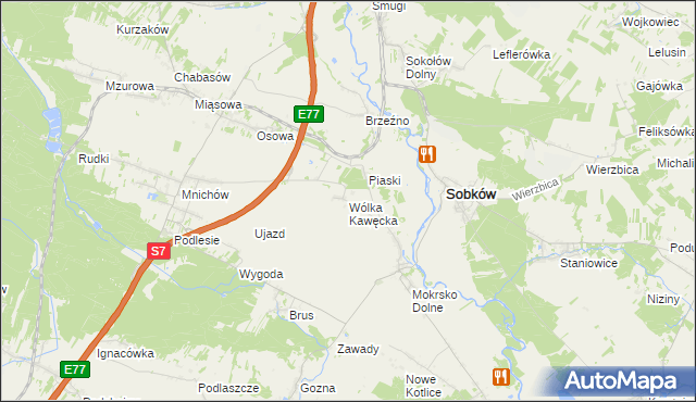 mapa Wólka Kawęcka, Wólka Kawęcka na mapie Targeo