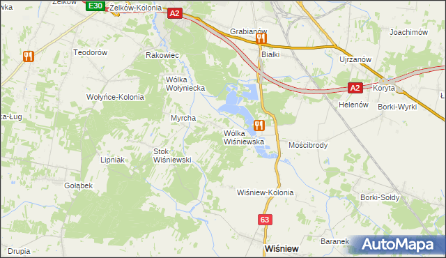 mapa Wólka Wiśniewska, Wólka Wiśniewska na mapie Targeo