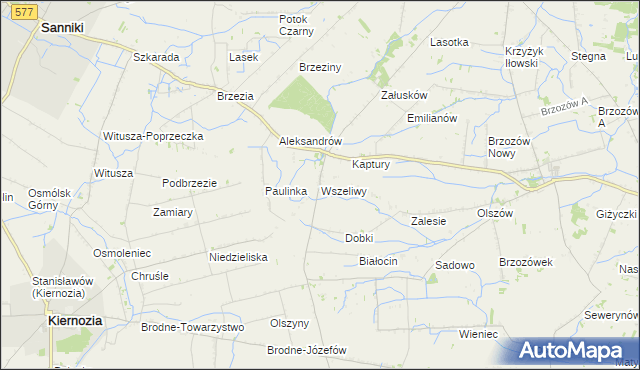 mapa Wszeliwy, Wszeliwy na mapie Targeo