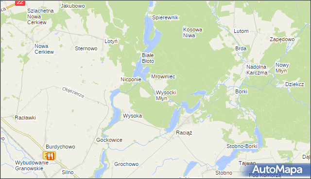 mapa Wysocki Młyn, Wysocki Młyn na mapie Targeo