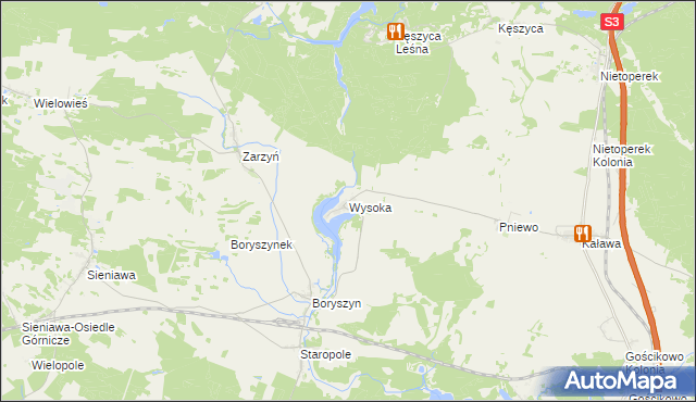 mapa Wysoka gmina Międzyrzecz, Wysoka gmina Międzyrzecz na mapie Targeo