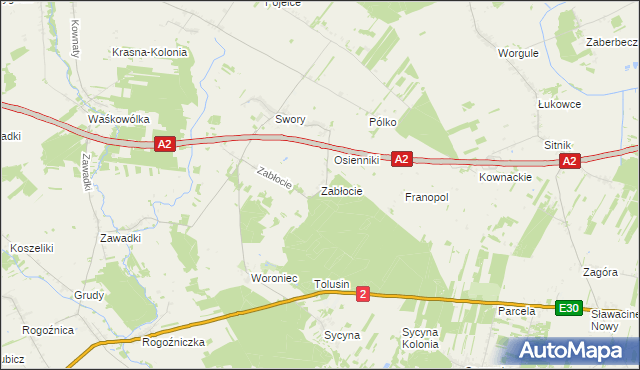 mapa Zabłocie gmina Biała Podlaska, Zabłocie gmina Biała Podlaska na mapie Targeo