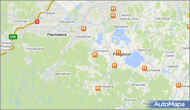 mapa Zachełmie gmina Podgórzyn, Zachełmie gmina Podgórzyn na mapie Targeo