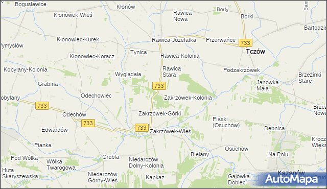 mapa Zakrzówek-Kolonia, Zakrzówek-Kolonia na mapie Targeo