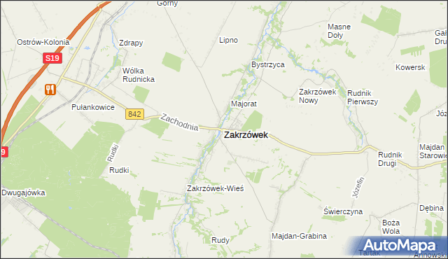 mapa Zakrzówek powiat kraśnicki, Zakrzówek powiat kraśnicki na mapie Targeo