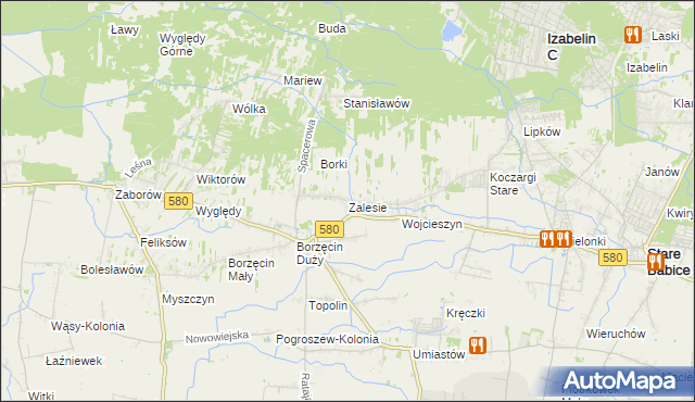 mapa Zalesie gmina Stare Babice, Zalesie gmina Stare Babice na mapie Targeo