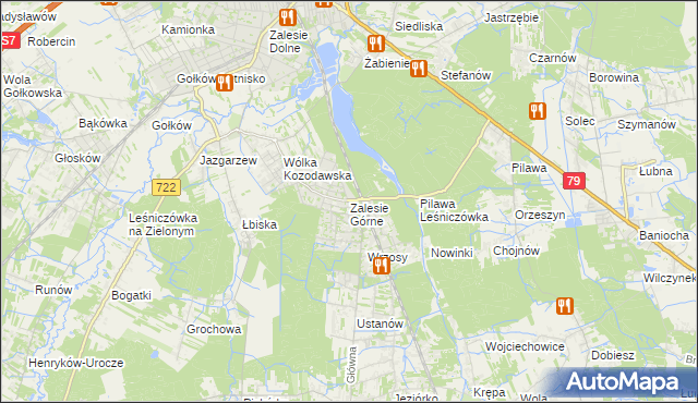 mapa Zalesie Górne, Zalesie Górne na mapie Targeo