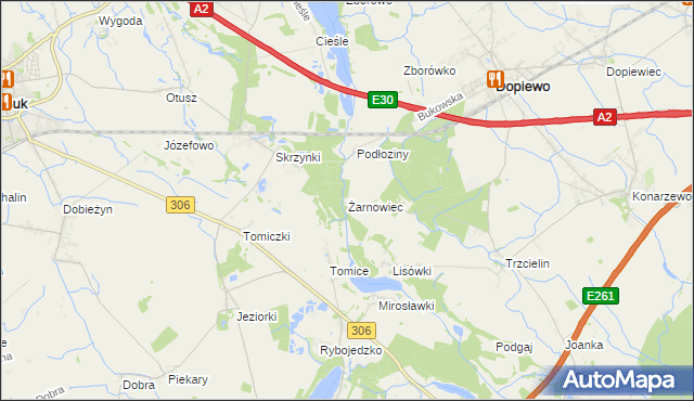 mapa Żarnowiec gmina Dopiewo, Żarnowiec gmina Dopiewo na mapie Targeo