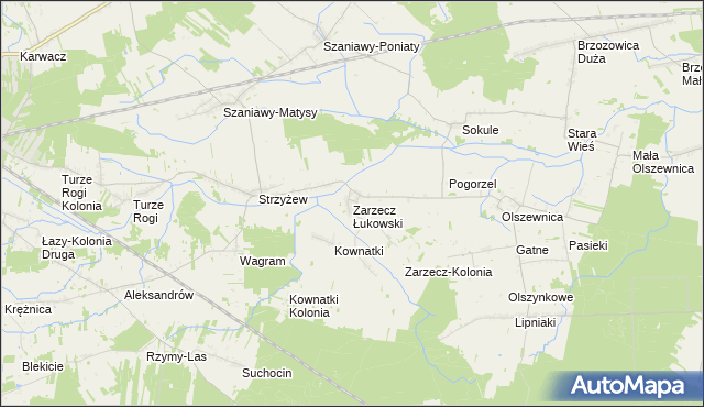mapa Zarzecz Łukowski, Zarzecz Łukowski na mapie Targeo