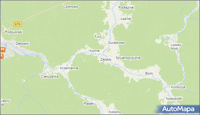 mapa Zasady gmina Gródek, Zasady gmina Gródek na mapie Targeo