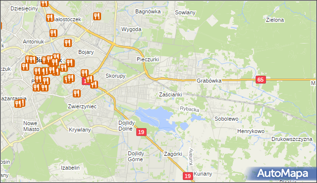 mapa Zaścianki gmina Supraśl, Zaścianki gmina Supraśl na mapie Targeo