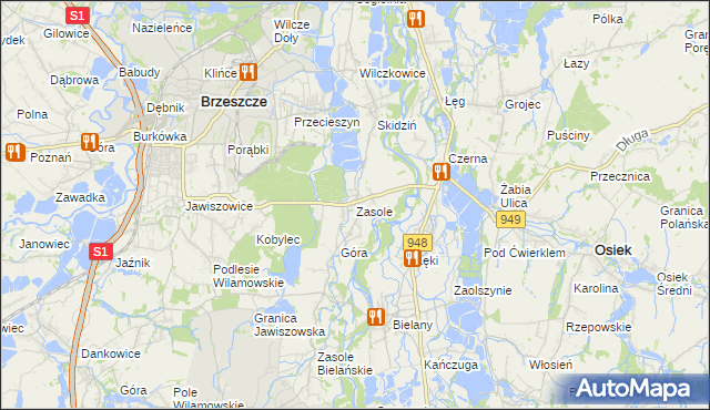 mapa Zasole, Zasole na mapie Targeo