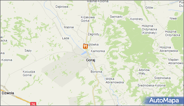 mapa Zastawie gmina Goraj, Zastawie gmina Goraj na mapie Targeo