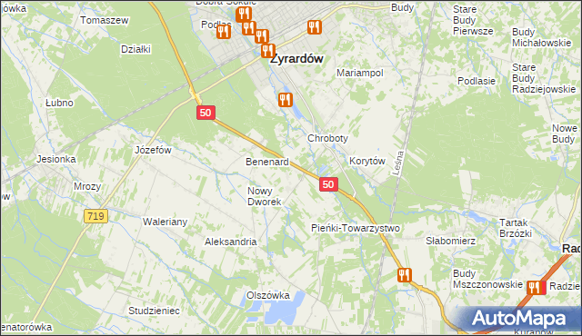 mapa Zazdrość gmina Radziejowice, Zazdrość gmina Radziejowice na mapie Targeo