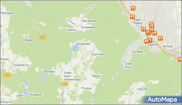 mapa Zbychowo, Zbychowo na mapie Targeo