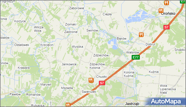 mapa Zdziechów gmina Szydłowiec, Zdziechów gmina Szydłowiec na mapie Targeo