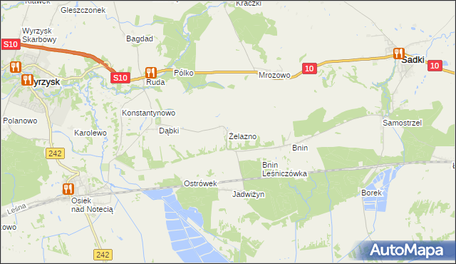 mapa Żelazno gmina Wyrzysk, Żelazno gmina Wyrzysk na mapie Targeo