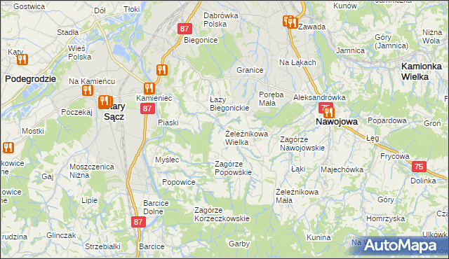 mapa Żeleźnikowa Wielka, Żeleźnikowa Wielka na mapie Targeo