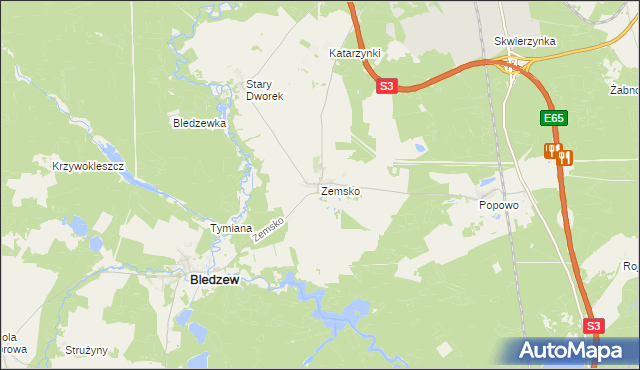 mapa Zemsko gmina Bledzew, Zemsko gmina Bledzew na mapie Targeo