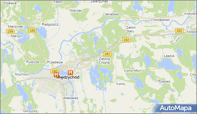 mapa Zielona Chojna, Zielona Chojna na mapie Targeo