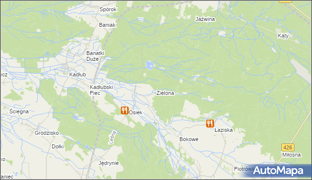 mapa Zielona gmina Jemielnica, Zielona gmina Jemielnica na mapie Targeo