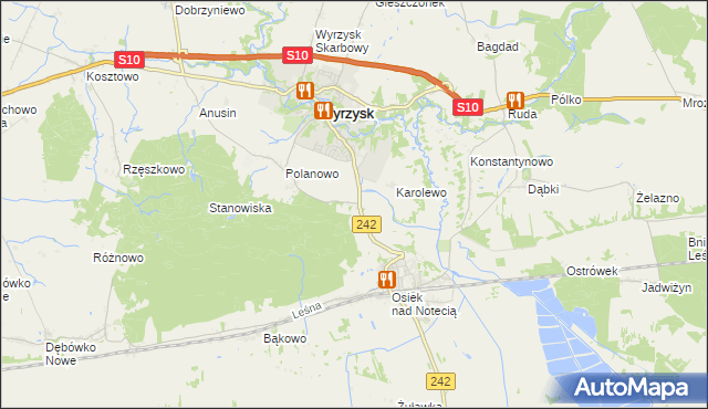 mapa Zielona Góra gmina Wyrzysk, Zielona Góra gmina Wyrzysk na mapie Targeo