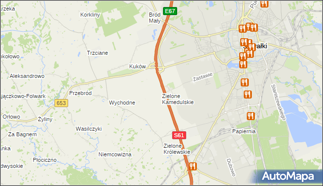 mapa Zielone Kamedulskie, Zielone Kamedulskie na mapie Targeo