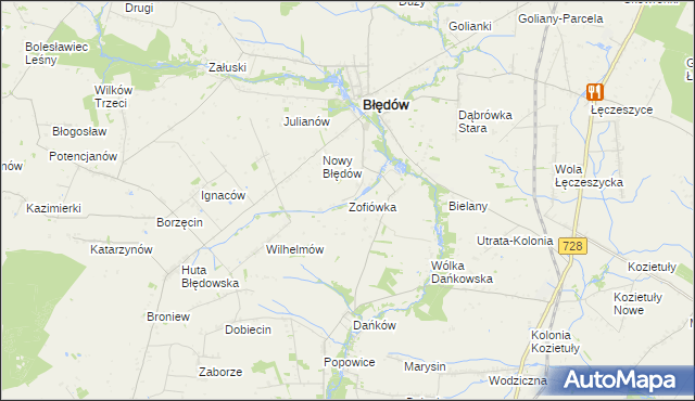 mapa Zofiówka gmina Błędów, Zofiówka gmina Błędów na mapie Targeo