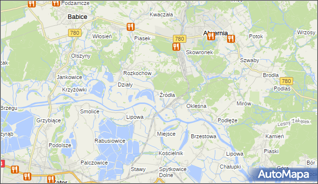 mapa Źródła gmina Alwernia, Źródła gmina Alwernia na mapie Targeo