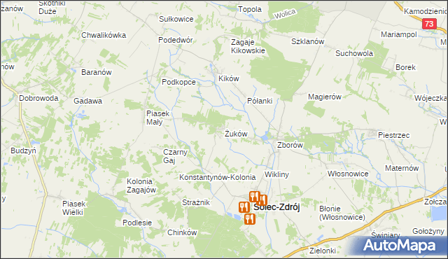 mapa Żuków gmina Solec-Zdrój, Żuków gmina Solec-Zdrój na mapie Targeo