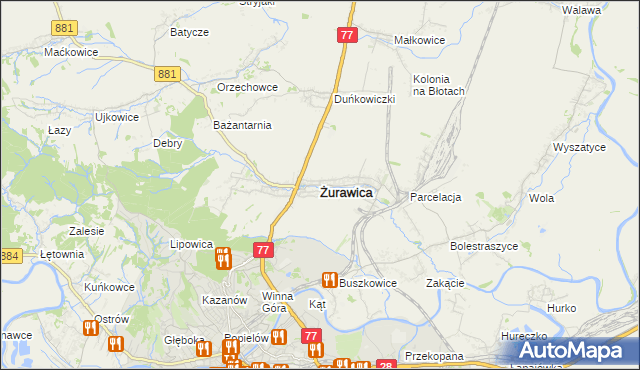 mapa Żurawica powiat przemyski, Żurawica powiat przemyski na mapie Targeo