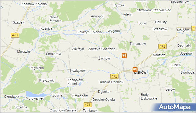 mapa Żychów, Żychów na mapie Targeo