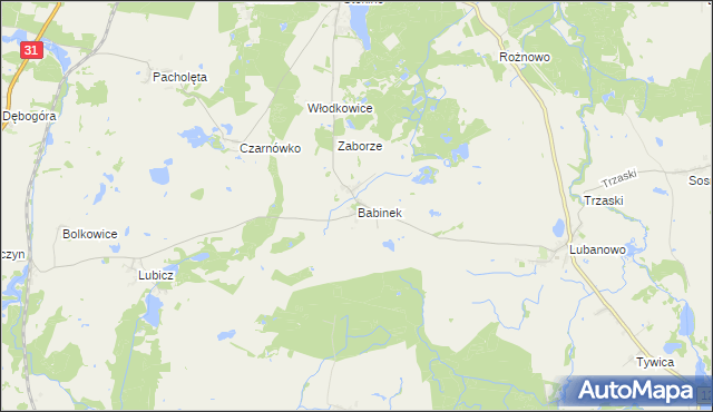 mapa Babinek gmina Banie, Babinek gmina Banie na mapie Targeo