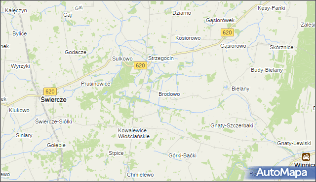 mapa Brodowo gmina Świercze, Brodowo gmina Świercze na mapie Targeo