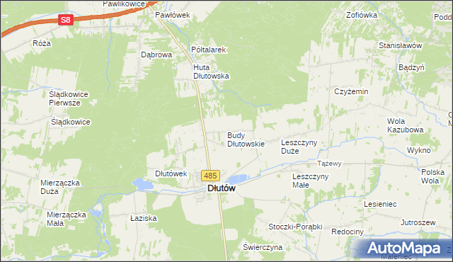 mapa Budy Dłutowskie, Budy Dłutowskie na mapie Targeo