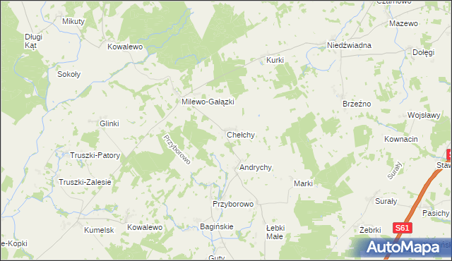 mapa Chełchy gmina Grabowo, Chełchy gmina Grabowo na mapie Targeo