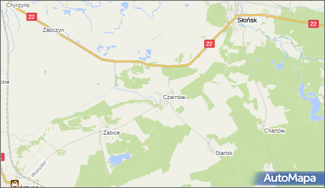 mapa Czarnów gmina Górzyca, Czarnów gmina Górzyca na mapie Targeo