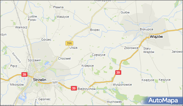 mapa Częszyce, Częszyce na mapie Targeo