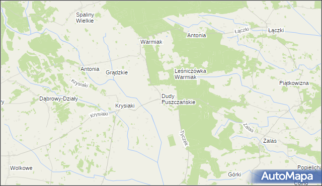 mapa Dudy Puszczańskie, Dudy Puszczańskie na mapie Targeo