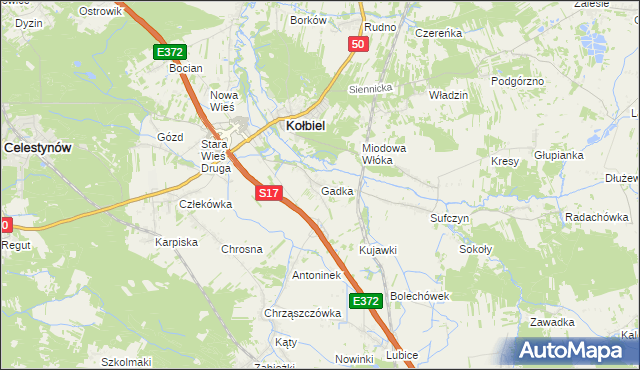 mapa Gadka gmina Kołbiel, Gadka gmina Kołbiel na mapie Targeo