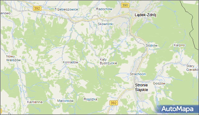 mapa Kąty Bystrzyckie, Kąty Bystrzyckie na mapie Targeo