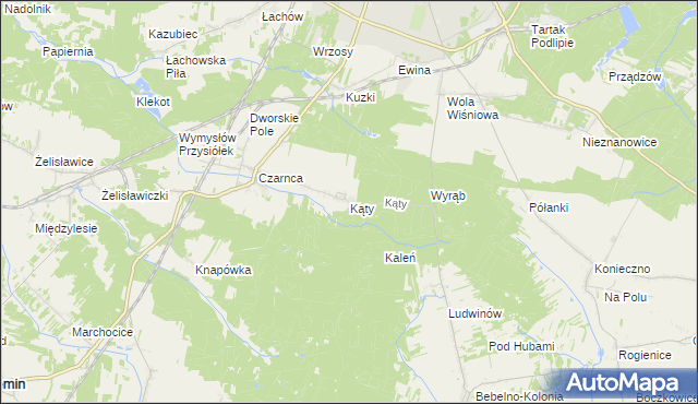 mapa Kąty gmina Włoszczowa, Kąty gmina Włoszczowa na mapie Targeo