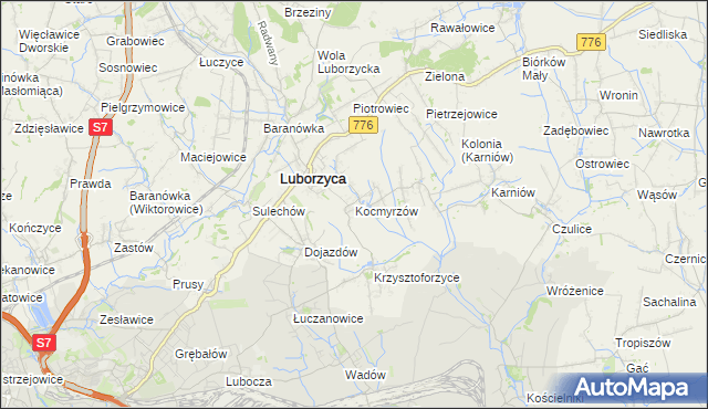 mapa Kocmyrzów, Kocmyrzów na mapie Targeo